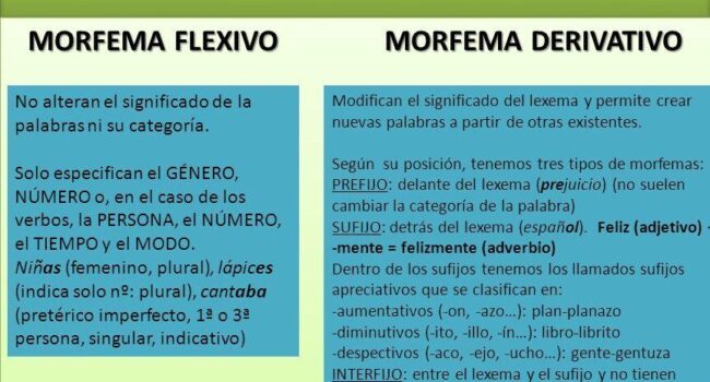 Diferencia entre morfema flexivo y derivativo