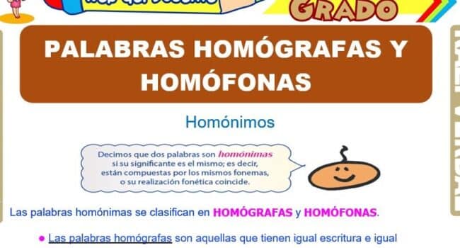 Palabras Homógrafas y Homófonas para Quinto Grado de Primaria