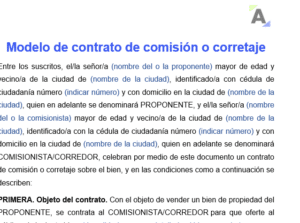 Modelo de contrato de comisión o corretaje - Actualícese