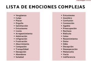 EMOCIONES COMPLEJAS - Qué son, tipos y lista