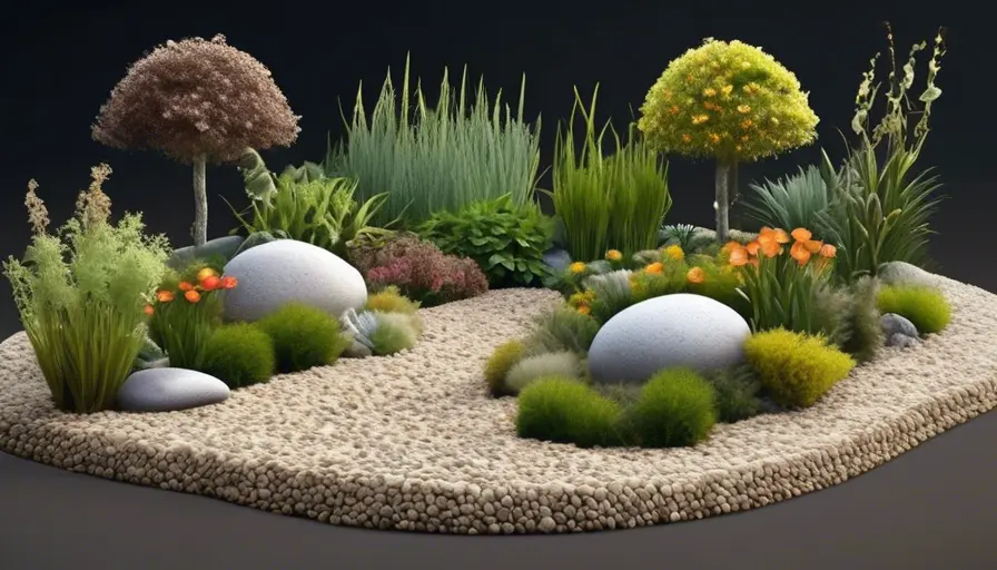 Imagen sobre ca una tela de jardinería sobre la grava, luego se agrega más grava o piedras. S